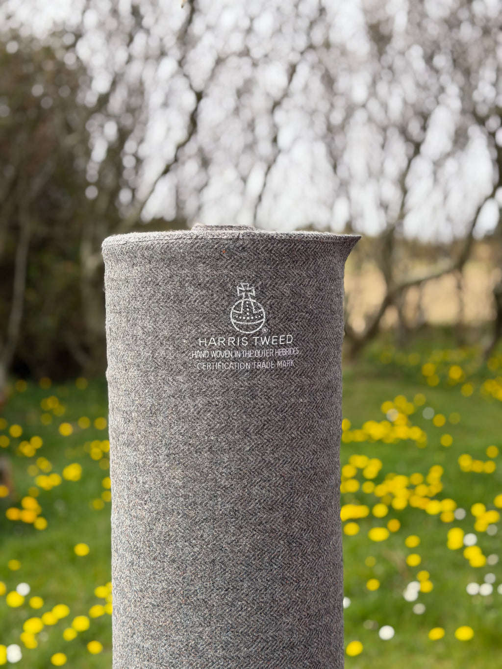 Light Grey and Blue Herringbone Harris Tweed