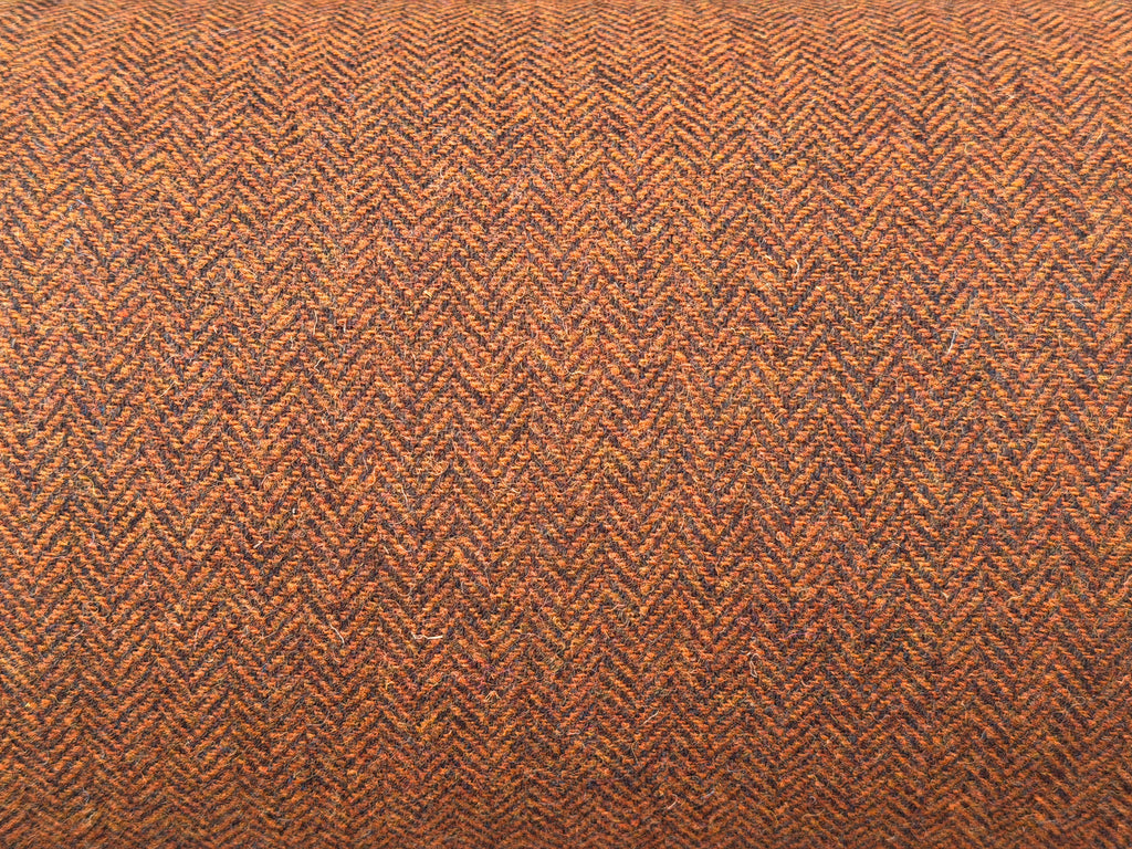 Chocolate and Orange Herringbone Harris Tweed